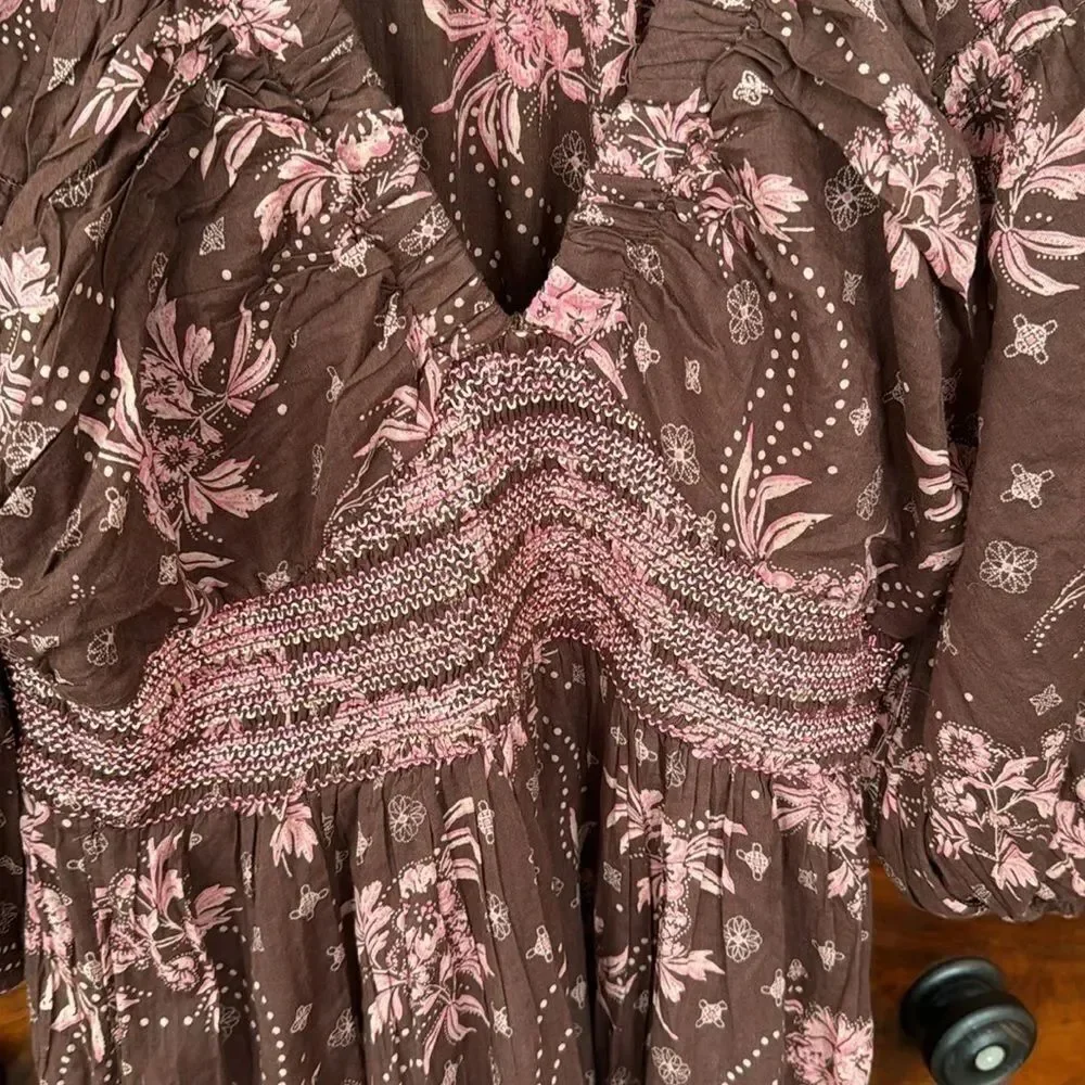 Free People Golden Hour Maxi Dress Color: Pink Chocolate Combo